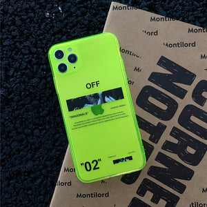 ins Fluorescence Sport Brand White label Phone Case for iPhone 11 Pro X XS MAX XR 7 8 6 Plus Cute Clear Soft Silicon Cover Coque
