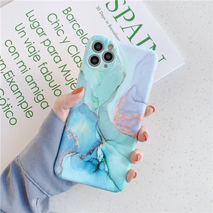Ottwn Fashion Matte Marble Texture Stone Phone Case For iPhone 11 11Pro Max X XR XS Max 7 8 Plus Soft IMD Silicone Back Cover