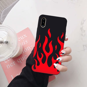 JAMULAR Fashion Flame Pattern Phone Case For iPhone X XS MAX 11 Pro XR 7 8 6Plus SE 2020 Black Red Soft Silicone Back Cover Capa
