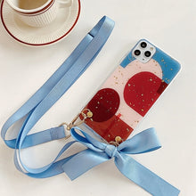 Load image into Gallery viewer, Fashion Cross Shoulder Strap Glitter Marble TPU Case For iPhone 11 Pro Max XS Max XR X 7 8 6 6S Plus Bow Necklace Soft Cover
