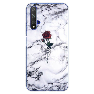 For Huawei Nova5T Case Huawei Nova 5T Case marble flower Silicone Soft Clear Cover Phone Case For Huawei Nova 5T 5 T Nova5T Case