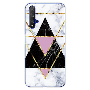 For Huawei Nova5T Case Huawei Nova 5T Case marble flower Silicone Soft Clear Cover Phone Case For Huawei Nova 5T 5 T Nova5T Case