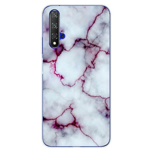 For Huawei Nova5T Case Huawei Nova 5T Case marble flower Silicone Soft Clear Cover Phone Case For Huawei Nova 5T 5 T Nova5T Case