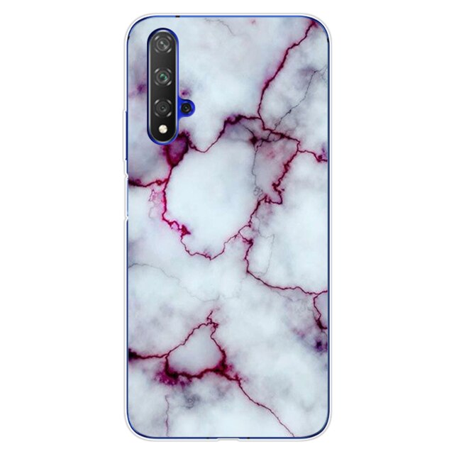For Huawei Nova5T Case Huawei Nova 5T Case marble flower Silicone Soft Clear Cover Phone Case For Huawei Nova 5T 5 T Nova5T Case