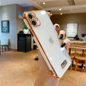 Luxury Gold Plated Electroplated Case for iPhone 11 Pro Max 8 Plus 7 xr xs x Silicone Camera Lens Protection 11 TPU Cover Cases