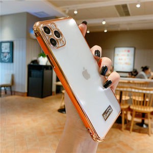 Luxury Gold Plated Electroplated Case for iPhone 11 Pro Max 8 Plus 7 xr xs x Silicone Camera Lens Protection 11 TPU Cover Cases