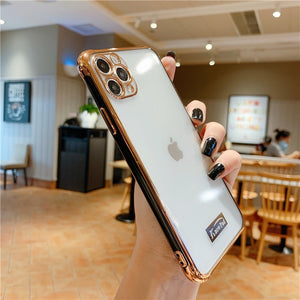 Luxury Gold Plated Electroplated Case for iPhone 11 Pro Max 8 Plus 7 xr xs x Silicone Camera Lens Protection 11 TPU Cover Cases