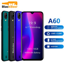 Load image into Gallery viewer, Original Blackview A60 3G Smartphone 19:9 6.1 inch Android Cellphone 4080mAh Battery 1GB 16GB ROM Mobile Phone 13MP+5MP Dual SIM
