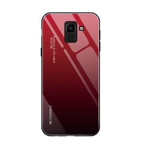 Tempered Glass Case For Samsung Galaxy J4 J6 Plus J8 2018 A6 A8 Plus A7 2018 A5 2017 Luxury Phone Cover Bags Anti-scratch Cases