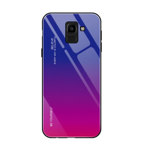 Tempered Glass Case For Samsung Galaxy J4 J6 Plus J8 2018 A6 A8 Plus A7 2018 A5 2017 Luxury Phone Cover Bags Anti-scratch Cases
