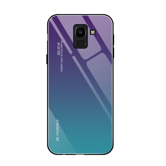 Tempered Glass Case For Samsung Galaxy J4 J6 Plus J8 2018 A6 A8 Plus A7 2018 A5 2017 Luxury Phone Cover Bags Anti-scratch Cases