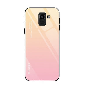 Tempered Glass Case For Samsung Galaxy J4 J6 Plus J8 2018 A6 A8 Plus A7 2018 A5 2017 Luxury Phone Cover Bags Anti-scratch Cases