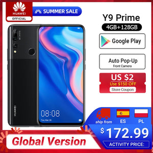 In stock Global Version Huawei Y9 Prime 2019 Smartphone AI Triple Rear Cameras 4GB128GB Auto Pop Up Front Camera 6.59“ cellphone