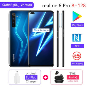 realme 6 Pro Global Version 8GB RAM 128GB ROM Snapdragon 720G 30W Flash Charge 4300mAh 64MP Camera NFC EU Charger Play Store