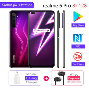 realme 6 Pro Global Version 8GB RAM 128GB ROM Snapdragon 720G 30W Flash Charge 4300mAh 64MP Camera NFC EU Charger Play Store