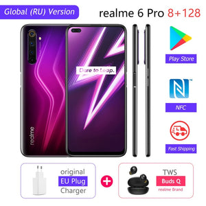 realme 6 Pro Global Version 8GB RAM 128GB ROM Snapdragon 720G 30W Flash Charge 4300mAh 64MP Camera NFC EU Charger Play Store