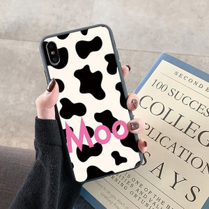 For Huawei Honor 9A 9S 10i 9X Mate 20 10 P40 P30 P20 Lite Pro P Smart 2020 Y6 Y7 Y9 2019 Black White Cow Print Silicone Case Bag