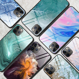 Case For iPhone X Xs Max XR Marble Pattern Tempered Glass Back Cover Phone Bags Cases For iPhone 11 Pro Max 6 7 8 Plus Capa