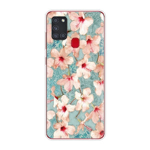 For Samsung Galaxy A21S Case A 21S Bumper Silicone TPU Soft Phone Cover For Samsung A21S A217F A21 A 21 S 6.5" Cases Cute Flower
