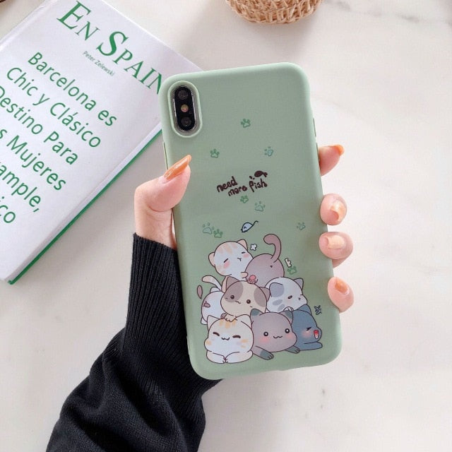 TPU Phone Case For iPhone XR XS Max 7 8 6 6S Plus SE 2020 Heart Pattern Cartoon Milk Tea Cover For iPhone 11 Pro Shell Fundas