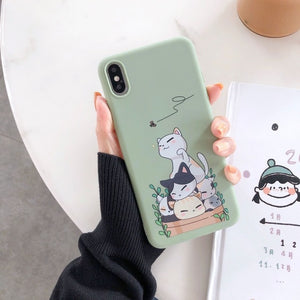 TPU Phone Case For iPhone XR XS Max 7 8 6 6S Plus SE 2020 Heart Pattern Cartoon Milk Tea Cover For iPhone 11 Pro Shell Fundas