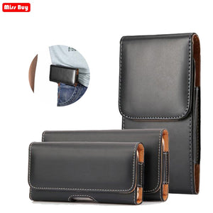 Universal Casual Leather Phone Pouch For Xiaomi Redmi Note 9s 8A 7 8 7A Note 7 8 5 Pro Cover Waist Holster Bag Belt Case Fundas
