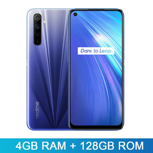 realme 6 Global Version 4GB 128GB 6.5'' Moblie Phone Helio G90T Octa Core 64MP Quad Camera Cellphone 430mAh 30W EU Charger