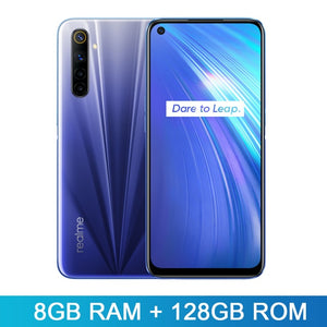 realme 6 Global Version 4GB 128GB 6.5'' Moblie Phone Helio G90T Octa Core 64MP Quad Camera Cellphone 430mAh 30W EU Charger