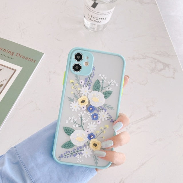 3D Relief Floral case for iphone 11 pro max X XR XS MAX 7 8 PLUS SE 2020 Luxury Flower Case soft silicone back cover etui funda