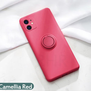 Soft Silicone Case For iPhone 11 Pro iPhone11 XS Max 6Plus 7Plus 8Plus XR X 7 8 6 S 6S Plus Ring Holder Stand Silicon Back Cover