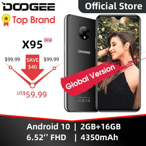 DOOGEE X95 Cellphones 6.52''MTK6737 16GB ROM Dual SIM 13MP Triple Camera 4350mAh SmartPhones Mobile Phone Android 10 OS 4G-LTE
