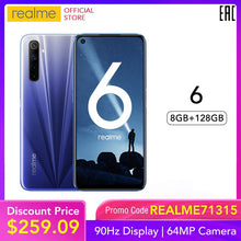 Load image into Gallery viewer, realme 6 8GB RAM 128GB ROM Global Version Mobile Phone 90Hz Display Helio G90T 30W Flash Charge 64MP Camera 4300mAh Cellphone
