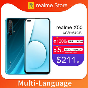 realme X50 X 50 5G 6GB 64GB 6.57'' Moblie Phone Snapdragon 765G Octa Core 64MP Quad Camera Cellphone VOOC 30W Fast Charger