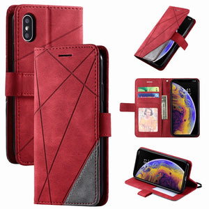 Stand Business Phone Holster For Redmi 7 7A 8 8A Note 8T 9 Pro 9S K30 K20 Mi 10 Stripe Wallet Rhombus Case Hit Color Cover D21G