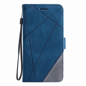 Stand Business Phone Holster For Redmi 7 7A 8 8A Note 8T 9 Pro 9S K30 K20 Mi 10 Stripe Wallet Rhombus Case Hit Color Cover D21G