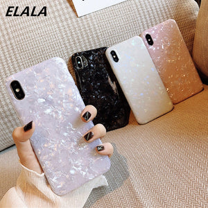 Glossy Marble Case For iphone 6 7 8 Plus 11 Pro X XS Max XR Bling Shell Epoxy Silicon Glitter Soft TPU Cover For iPhone 7 11 pro