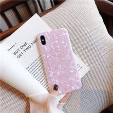 Load image into Gallery viewer, Glossy Marble Case For iphone 6 7 8 Plus 11 Pro X XS Max XR Bling Shell Epoxy Silicon Glitter Soft TPU Cover For iPhone 7 11 pro

