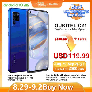 OUKITEL C21 Helio P60 Quad Camera 20MP Selfie 6.4'' FHD+ Hole Punch Screen 4000mAh Octa Core 4+64GB Phone 4G Celular Smartphone