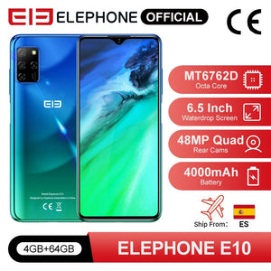 ELEPHONE E10 Octa Core Smartphone 4GB 64GB 6.5" Screen Quad Camera 48MP Main Cam Android 10 NFC Side Fingerprint Mobile Phone