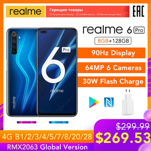 realme 6 Pro Global Version 8GB RAM 128GB ROM Snapdragon 720G 30W Flash Charge 4300mAh 64MP Camera NFC EU Charger Play Store