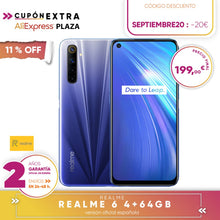 Load image into Gallery viewer, [Official Spanish guarantee version] Realme 6 4 + 64gb, 4 + 128gb, 8 + 128gb Octa Core Smartphone, four cameras, side fingerprint reader
